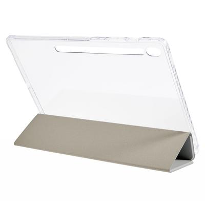 For Samsung Galaxy Tab S10 FE+ Case Tri-Fold Stand Leather + TPU + Acrylic Clear Back Tablet Cover
