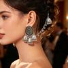 Vintage Indian Tassel Earrings with European and American Fashion Rhinestones