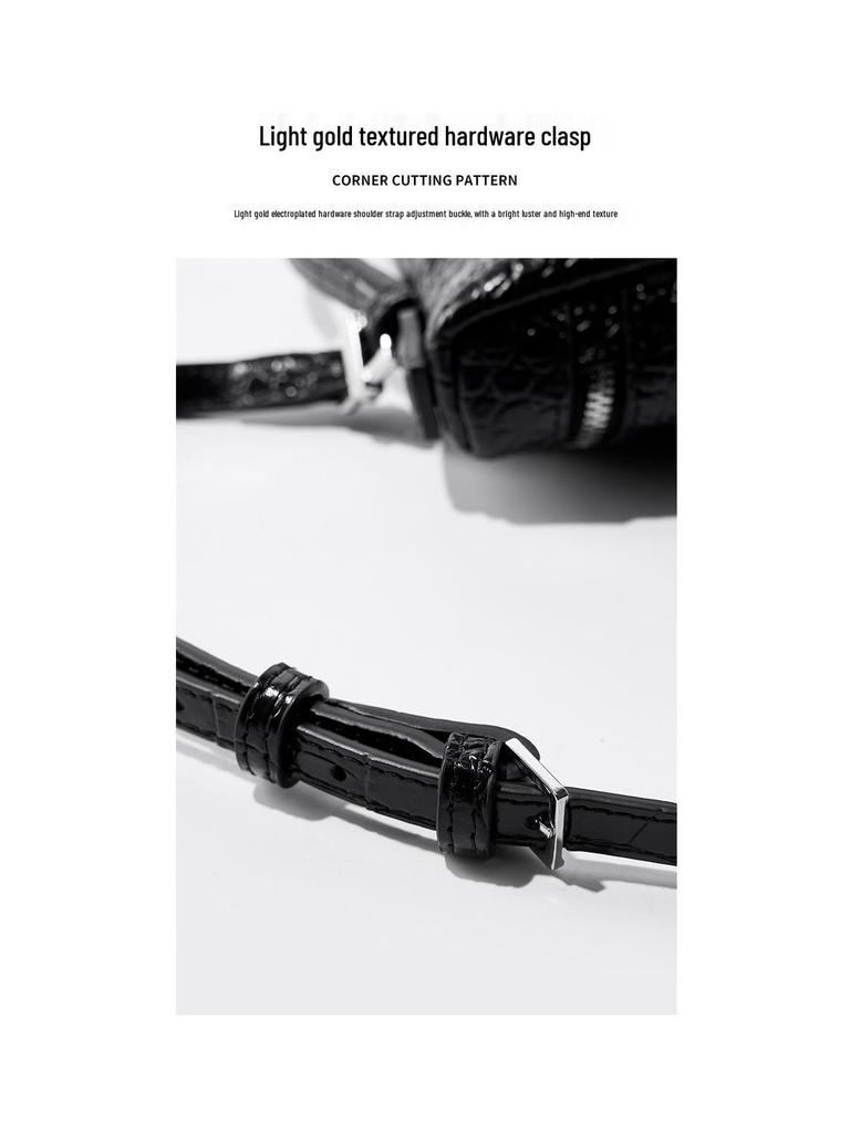 2024 Crocodile Pattern Genuine Leather Shoulder Bag: High-End Cowhide Lunch Box and Handbag for Women