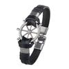 Retro Punk Leather Bracelet for Men Anchor Rudder Naval Jewelry Multi Layer Fashion Gift