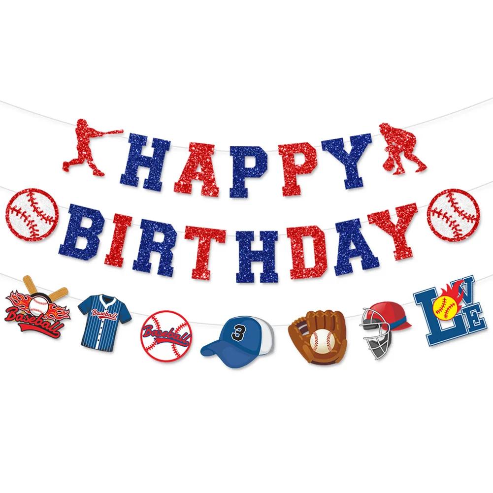 Decorazioni Divertenti per Festa di Compleanno Baseball Striscione Buon Compleanno per Ragazzi Facile da Montare Striscioni in Cartoncino per Celebrazioni