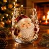 Bicchiere Resistente al Calore Bicchiere Natalizio 3D, Tazza Scolpita Babbo Natale Pupazzo di Neve Albero, Trasparente per Caffè Freddo Decorativo Bicchiere per le Feste, Festivo