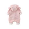 2025 Korean Style Cartoon Hooded Romper for Baby Girls - Cute Autumn Long Sleeve Jumpsuit