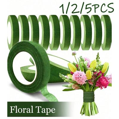 1/2/5PC Christmas Bouquet Floral Stem Wrap Tape Self-adhesive Green Bouquet Wrapping Paper Tape Party DlY Flower Wrap Supplies