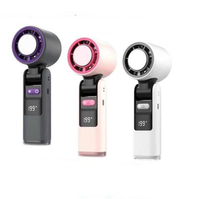 Portable Handheld Turbo Fan 5 High Speeds Adjustable Usb Rechargeable Mini Cooling Fan With Led Digital Display Low Noise