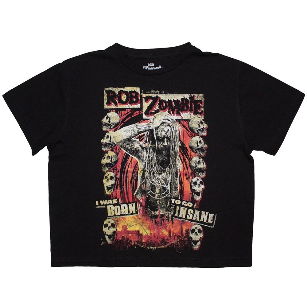 Rob Zombie Ladies Crop Top: Born To Go Insane (Black) (Medium) S
