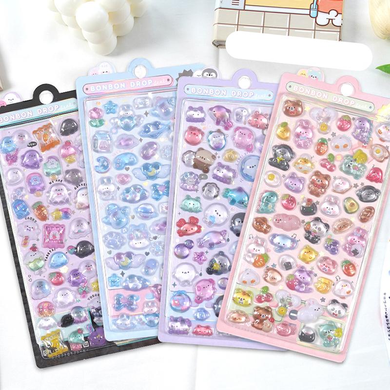 Cute DIY 3D Stickers Cartoon Animal Relief Stickers DIY Scrapbook Diary Phone Luggage Laptop Stickers Aesthetic Stickers