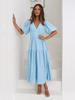Mote Damer Sommer Vintage Kjole Kvinner Lanternermer Volanger Casual Kjole V-hals Høy Midje Sexy Selskap Midi Strandkjoler