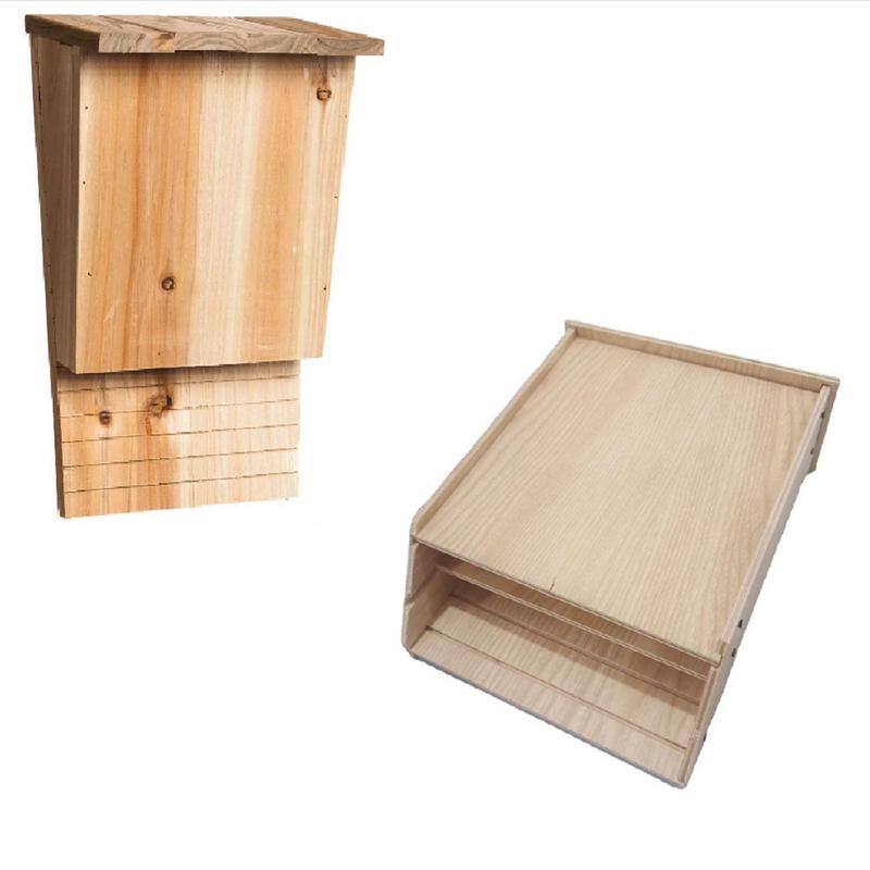 Wooden Bat House Shelter With Roof Weatherproof Easy To Land Outdoor Animal Shelter Summer And Winter Quarters Box Decoration