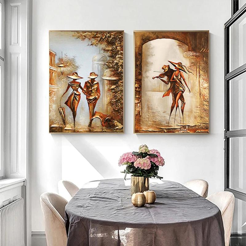 Wonderful Romantic Couple Abstract Painting On Canvas Wall Art HD Pictures Lovers Posters and Prints Warm Home Living Room Decor