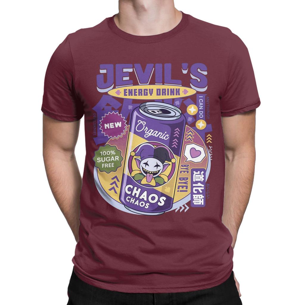 Jevil Energy Drink Deltarune T Shirt Beach  Leisure TShirts Mens Cotton O Neck Plus Size Tees ShortSleeve Streetwear Tshirt