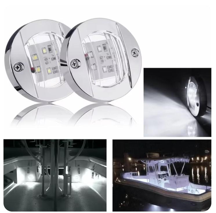 1-4pcs Blue+White Marine Boat LED Deck Courtesy Lights Waterproof Stern Transom Lamp
