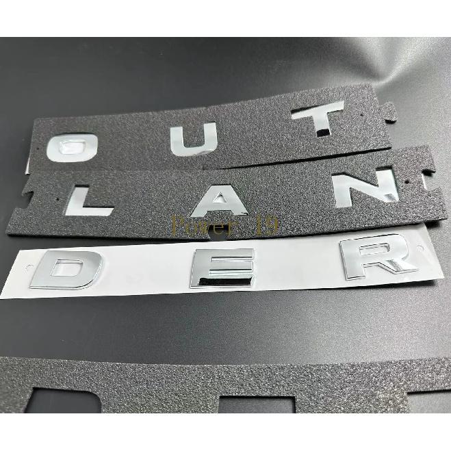 For Outlander 2026 2025 - 2007 Car head  Letter 3d Sticker Abs Chrome Glossy Black Silver Styling Auto part Accessories 9pcs