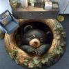 Bear Cub Round Area Rug,Carpet Rug for Living Room Bedroom Sofa Playroom Decor,Non-slip Floor Mat