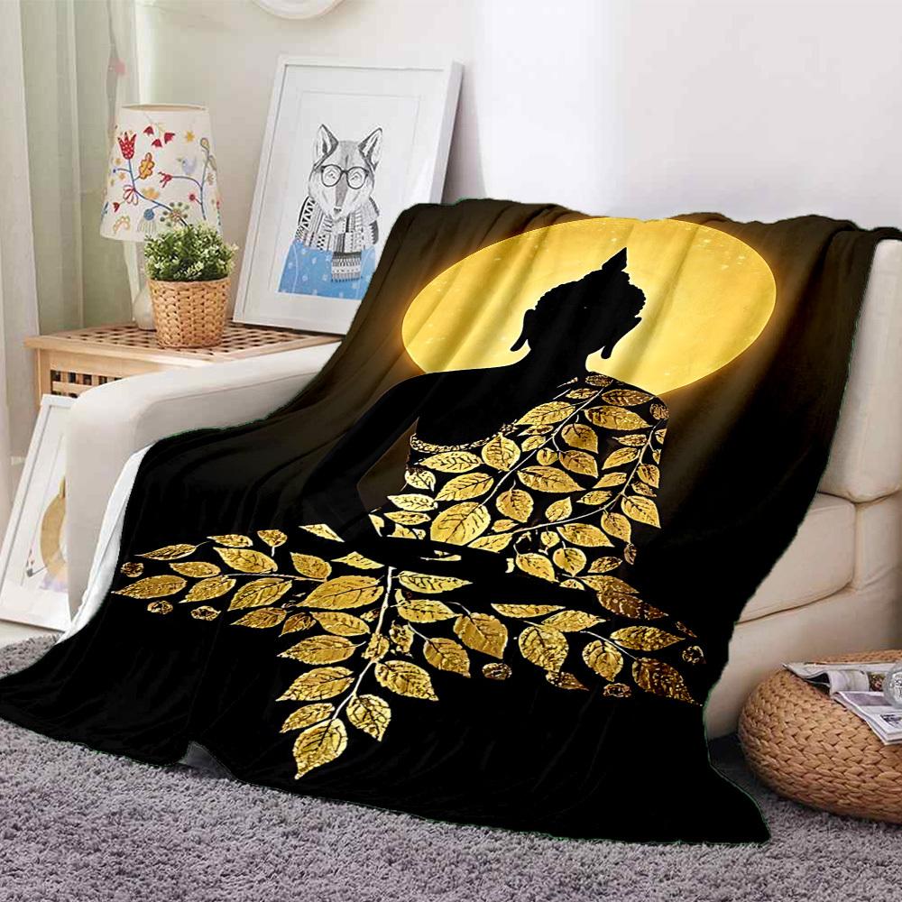 1pc Buddha Moon Blanket, Lightweight Flannel Throw Blanket for Sofa, Bed, Travel, Camping, Living Room, Office, Couch, Chair, and Bed