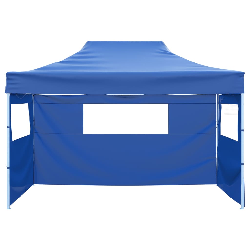 Folding Gazebo with 3 Side Panels 3 x 4.5 m Blue