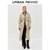 UR Women's 2025 Autumn Stand-Up Collar Drawstring Trench Coat