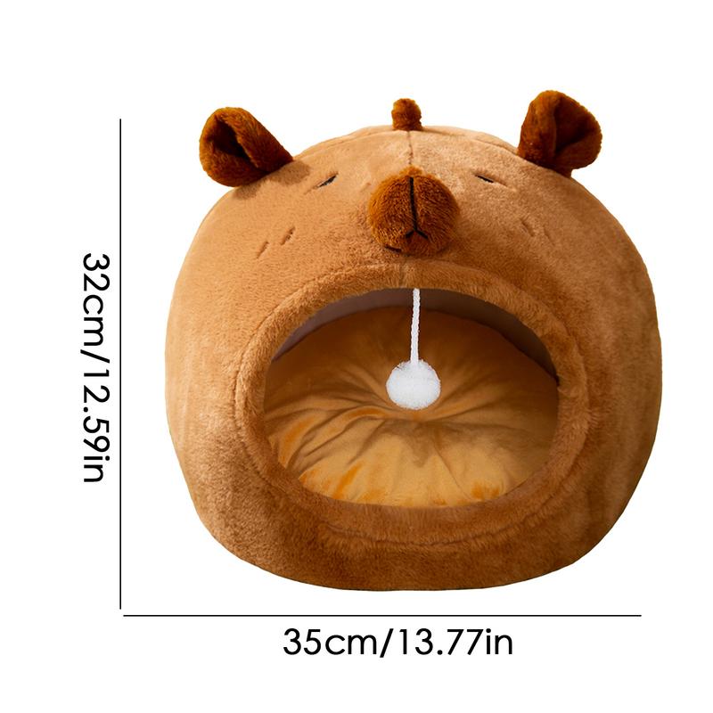 Cat Cave Warm Bed Soft Indoor Puppy Sleeping Bed With Capybara Design Small Cat Winter Warm Cave For Indoor Bedroom Living Room
