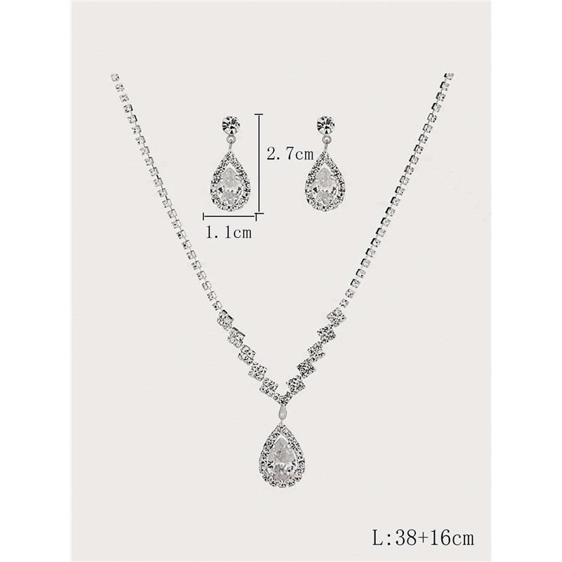 Set di Accessori Collana e Bracciale - Set di Accessori Nuziali in Zircone - Set di Gioielli per Sposa