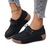 Women Plus Size Canvas Platform Loafers Winter European American Style Lace Up Casual Rocker Shoes