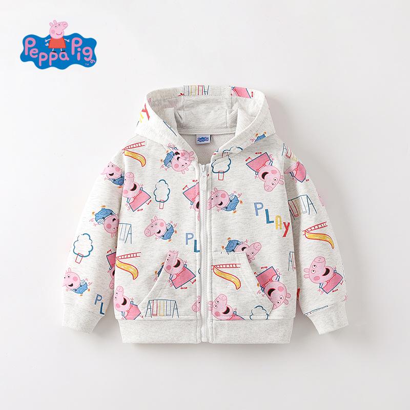Peppa Pig Girls' Hooded Sweatshirt, Spring/Autumn Zip-Up Jacket for Babies.