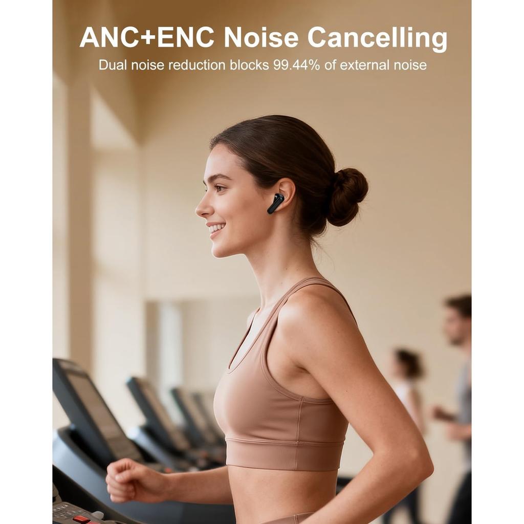 Bluetooth 5.4 ANC In-Ear Earbuds with Touch Interactive Screen, Hi-Fi Stereo Noise Cancelling Wireless Earphones for Gaming Work Sports