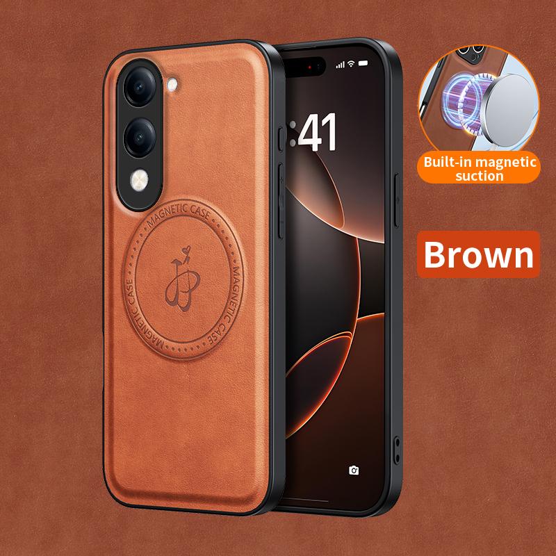 Wireless Charging Magnetic Case for Vivo Y04 Y29 4G Y39 Y29S 5G Protective Cover PU Leather Hard Back Shell Coque