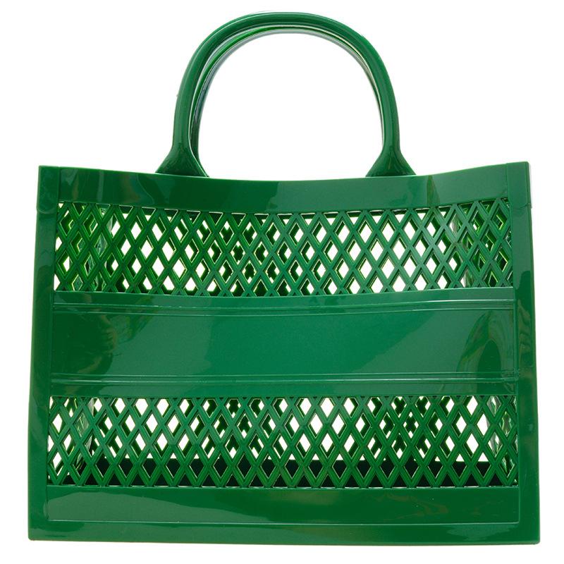 2025 Summer New Shopping Basket Handheld PVC Bag Jelly Bag Large Capacity Basket Storage Basket Candy Color Hollow