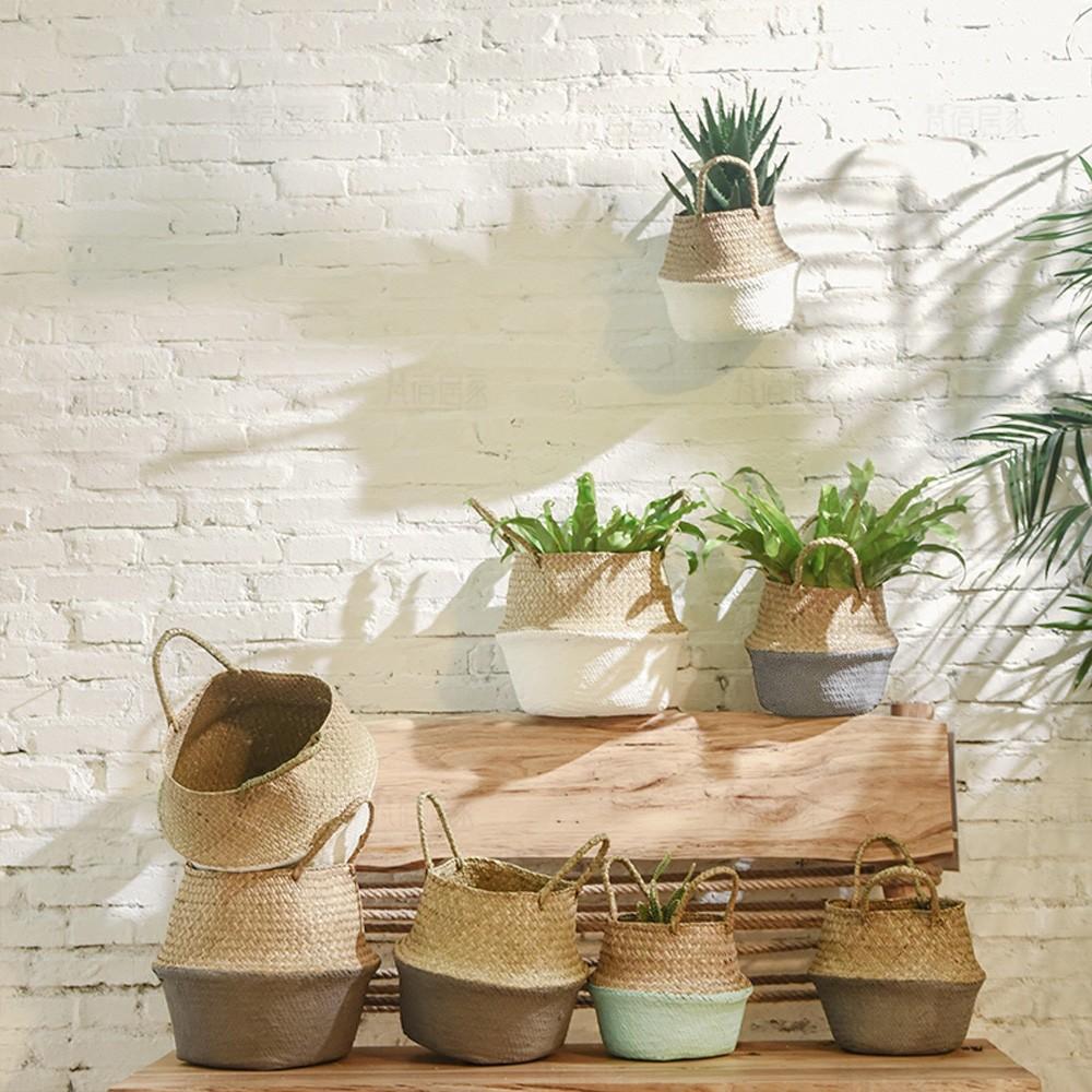 Seagrass Wicker Basket Wicker Basket Flower Pot Folding Basket Dirty Basket