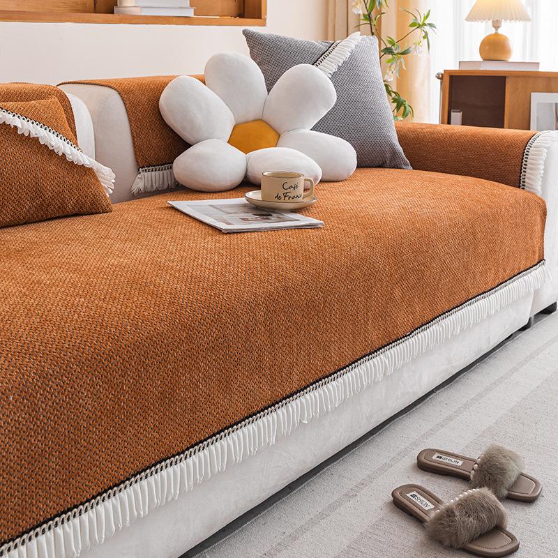 New Chenille Sofa Cushion Four Seasons Universal Light Luxury High Sense Non-Slip Seat Cushion Cover Cloth Towel