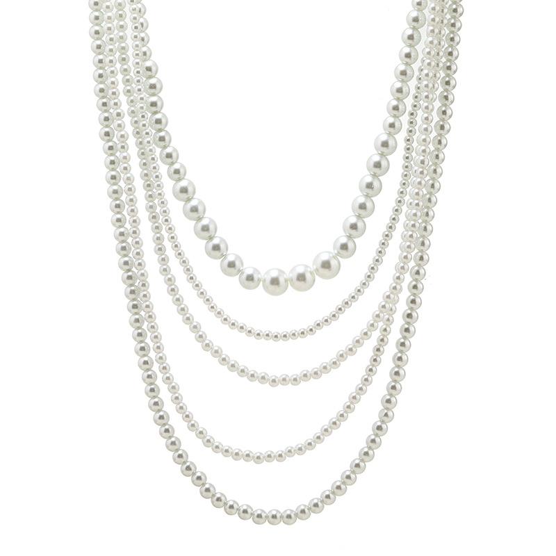 Exaggerated Multi-layer Pearl Necklace Women's Fashion Neck Chain Stacked Wearing Retro Niche High-end Sweater Chain with Accessories