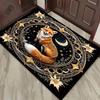 Fox and Moon Round Rug for Bohemian Interiors - Celestial Theme, Exotic Animal Pattern Anti slip carpet can be machine washed
