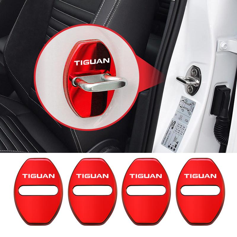 VW Valve Stems Caps 4Pcs Car Door Lock Protective Cover Stickers Auto Accessories For Volkswagen VW RLine R Golf Amarok T5 Phaeton EQ1