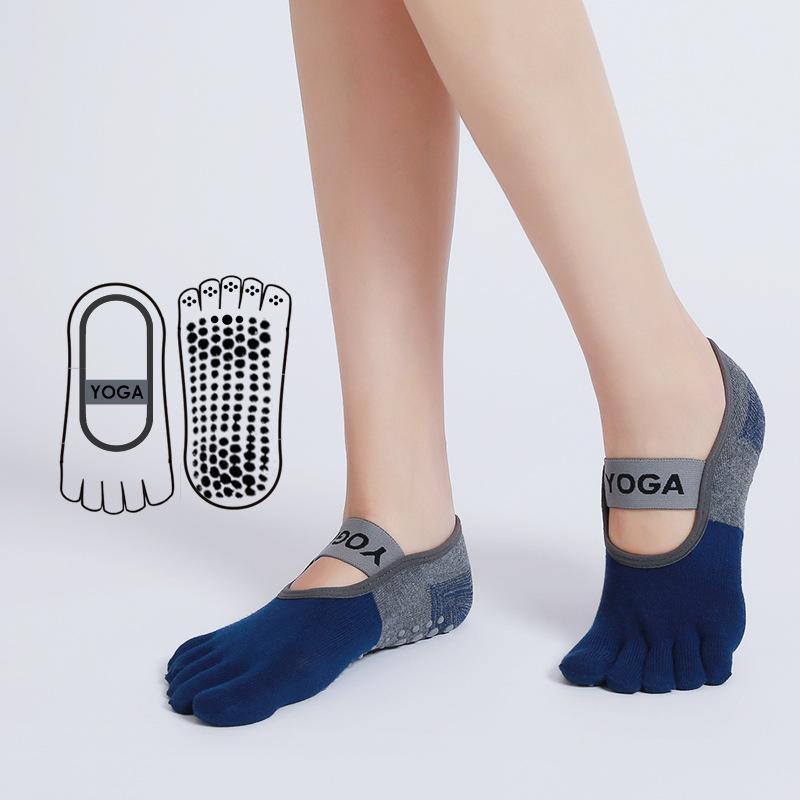 Ladies Spring and Autumn Collocation Yoga Fitness Exercise Pilates Non Slip Five Finger Socks