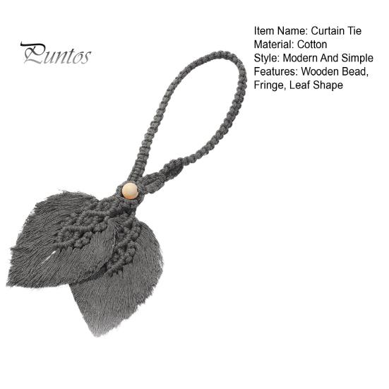 Curtain Ties Wooden Bead Braided Leaf Shape Tassel Bohemian Style Curtain Fastener Farmhouse Curtain Decoration Holdbacks Bedroom Draperies Tiebacks