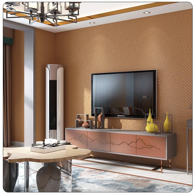 PVC Wallpaper Solid Color Plain Linen Patterned Imitation Straw Woven Wallpaper for Non Self-adhesive waterproof minimalist