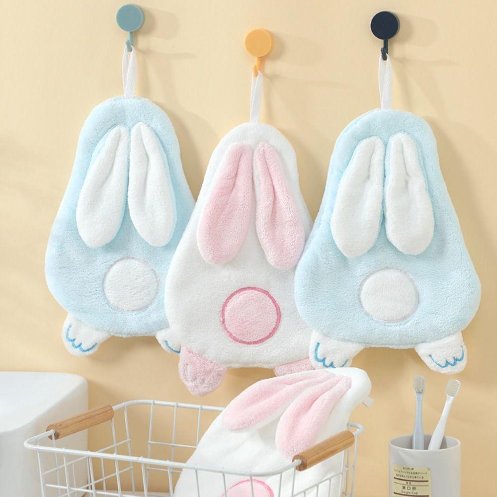

2 шт. Микрофибровое банное полотенце, симпатичная тканевая салфетка для душа, полотенце для рук с изображением кролика, для спальни