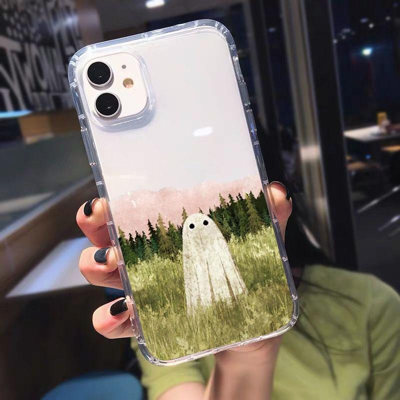 Soft TPU Clear Shockproof Phone Case for IPhone 11 12 13 14 Mini Pro Max XR X XS 8 7 6 6S Plus SE 2020 Cute Ghost Cover Bag