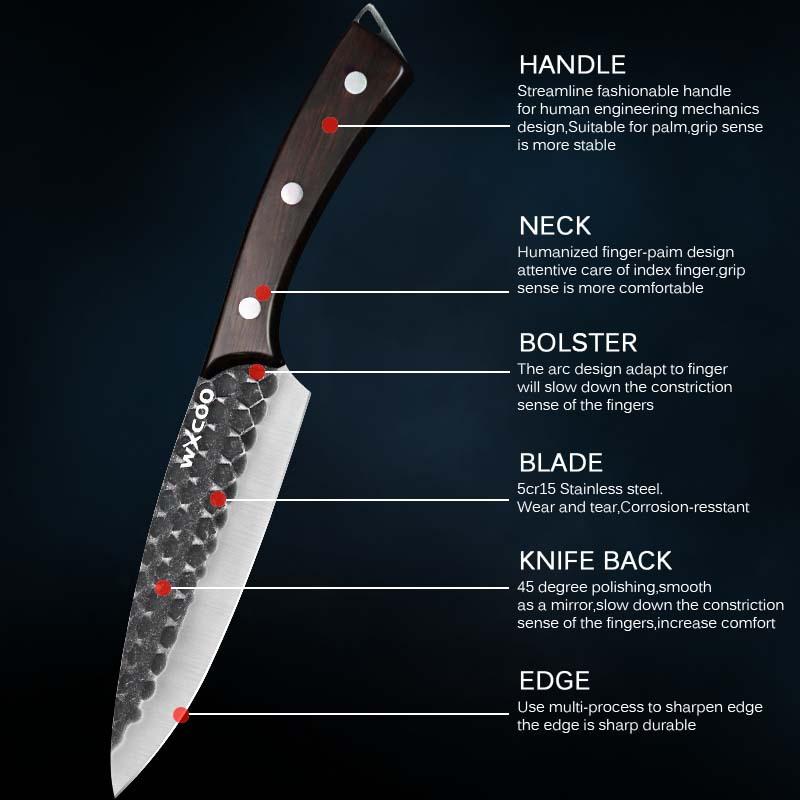 3PCS, Stainless Steel Knife Set, Wooden Handle Sharp Kitchen Knives with Covers High Quality Professional Cooking