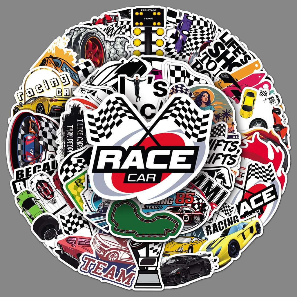 50 Racing Graffiti Cool Trend Creative Decorative Water Cup Skateboard Stickers