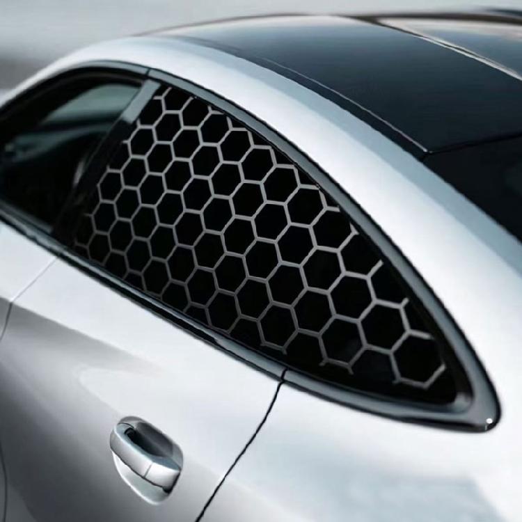 Black Hexagonal Car Window Vinyls Decals 2PCS Pack Rear Side Window Sticker For Enhanced Privacy And Trendy Appearance