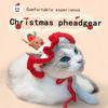 Knit Cat Christmas Santa Hat for Festival Dogs Party Costume Cosplay Dress Up Festive Reindeer Hat Photo Props for Puppy