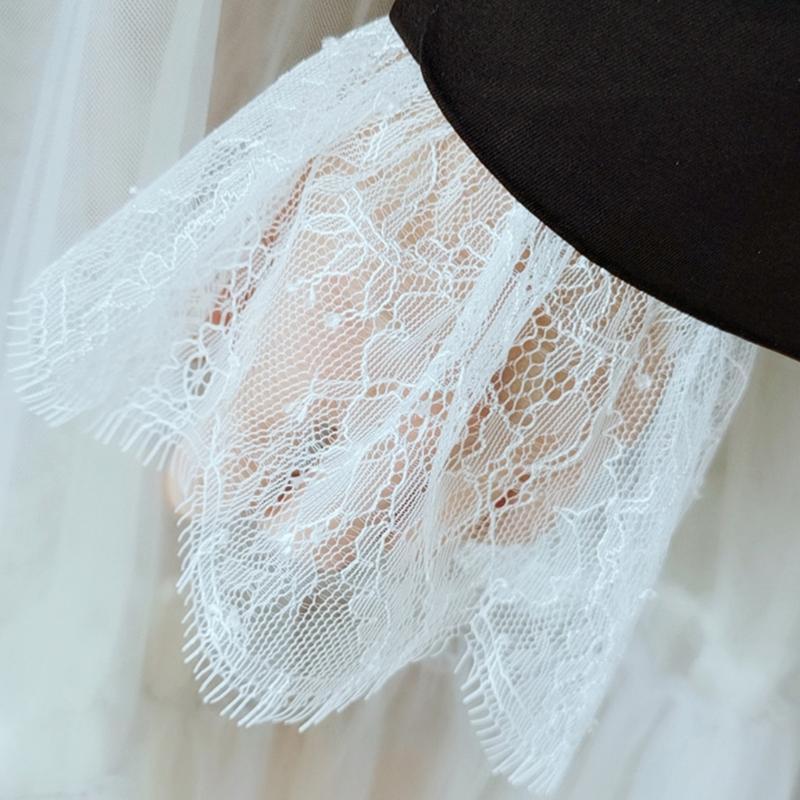 Women Fake Arm Sleeves with Short Tassels White and Black Pleated Cuff Beautiful Lace Accessories Outdoor Embellishments