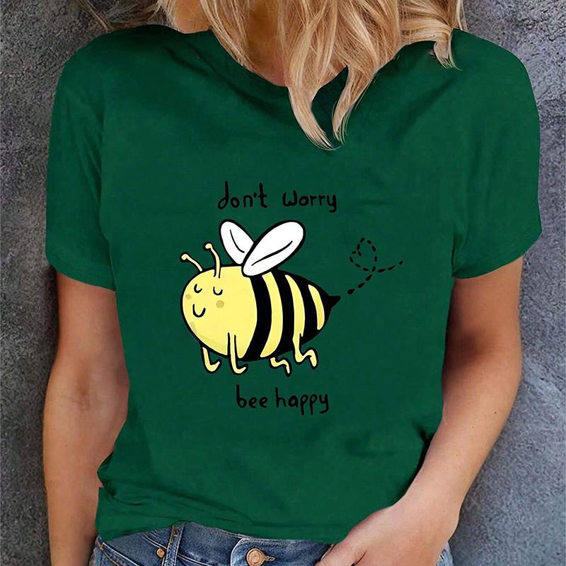 Fashion Women Animals Butterflies Bees Print T Shirt Funny Casual O-neck Short Sleeves T-shirt Summer Female Tee Shirt