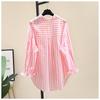 Spring and Summer Long-sleeved Shirt Women's Fashion Casual Vertical Striped Loose Shirt Women