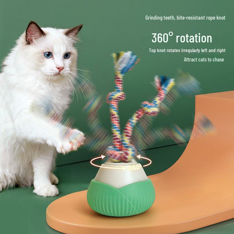 Automatic Rotating Cat Toy: Teasing Ball & Rope Knot Set for Self-Play and Boredom Relief