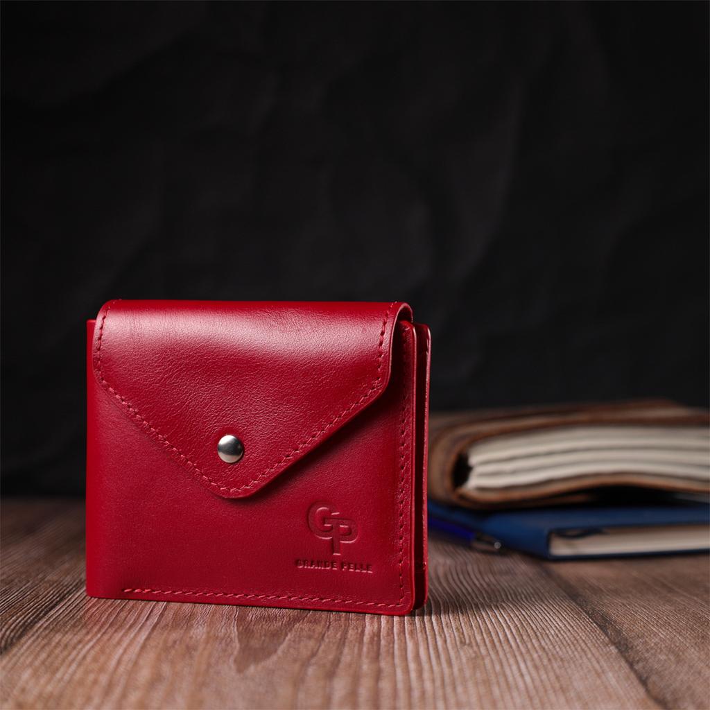 Women's Wallet with Coin Holder Made of Glossy Genuine Leather GRANDE PELLE Wallet 16808 Red