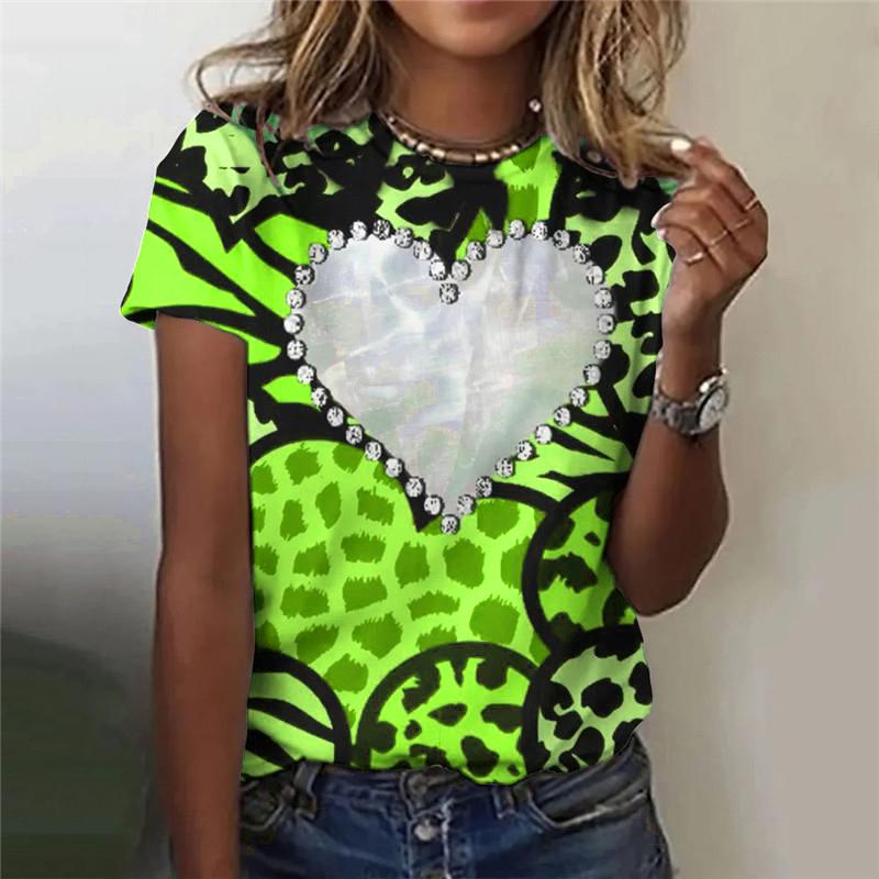 Women Love Heart Fashion T-Shirts Summer Short Sleeve 3D Printing Street Hip Hop Ladies Tee Casual Tops