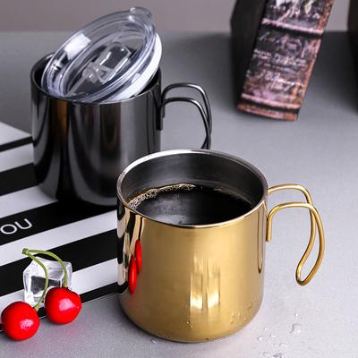380ML Stainless Steel Coffee Thermal Mug with Cover Curved Handle Portable Milk Water Cups Office Kitchen Bar Drinkware Utensils