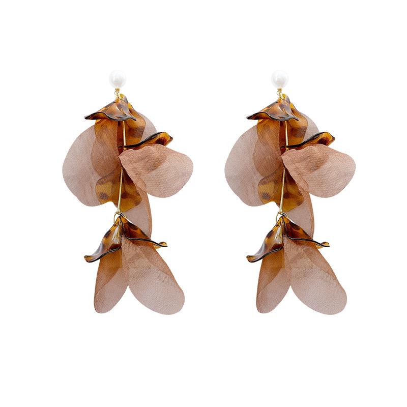 Exaggerated leopard print flower fringed earrings women's personalized design earrings unique autumn and winter earrings